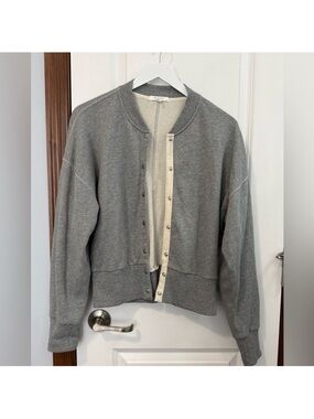 rag & bone Gray Cotton Bomber Sweatshirt
